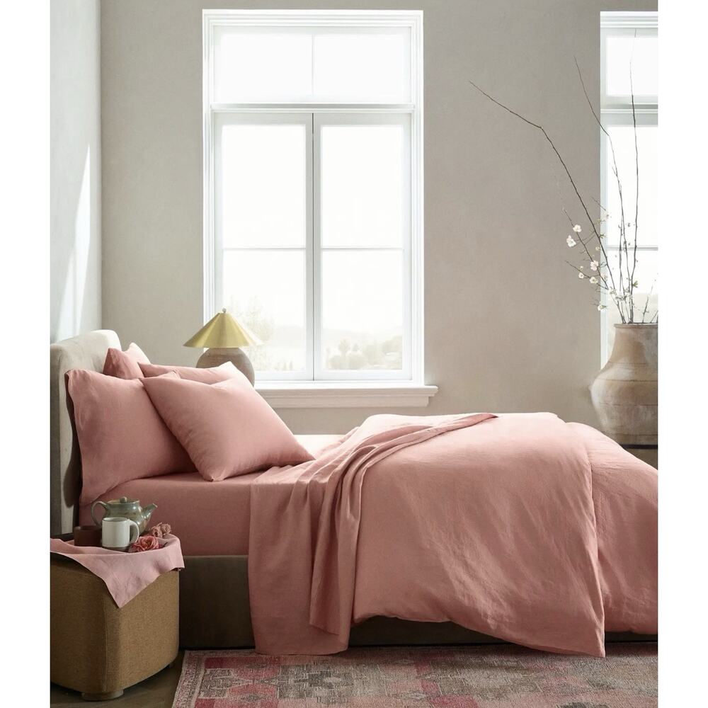 Quince European Linen Duvet Cover Full/Queen Rose Pink Button Closure New In Bag - Picture 3 of 8